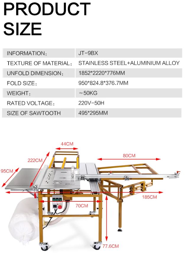 JT-9B X Sliding Table Multifunctional Woodworking Saw